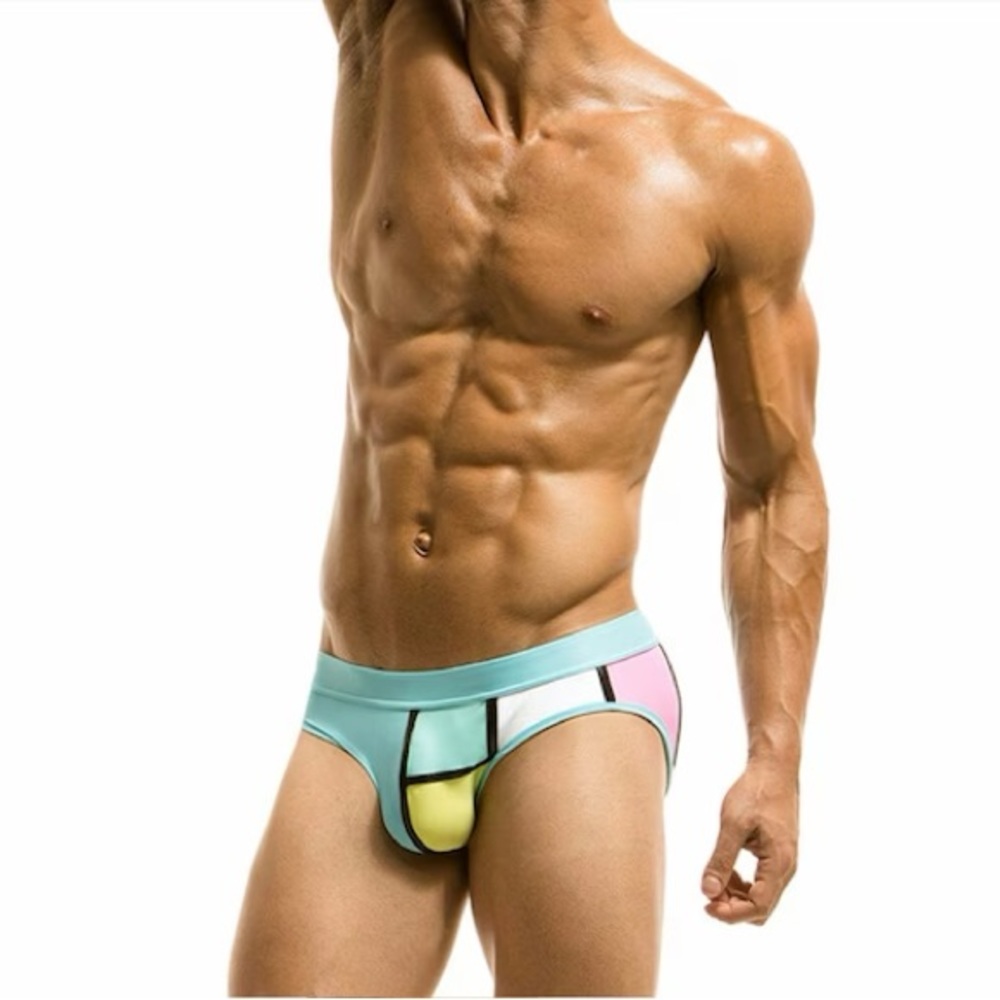 Mens Patchwork Low Waist Men's Swimwear